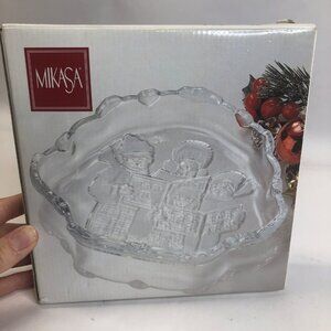 Mikasa Crystal Celebrations Carolers‎ Sweet Dish New in Box